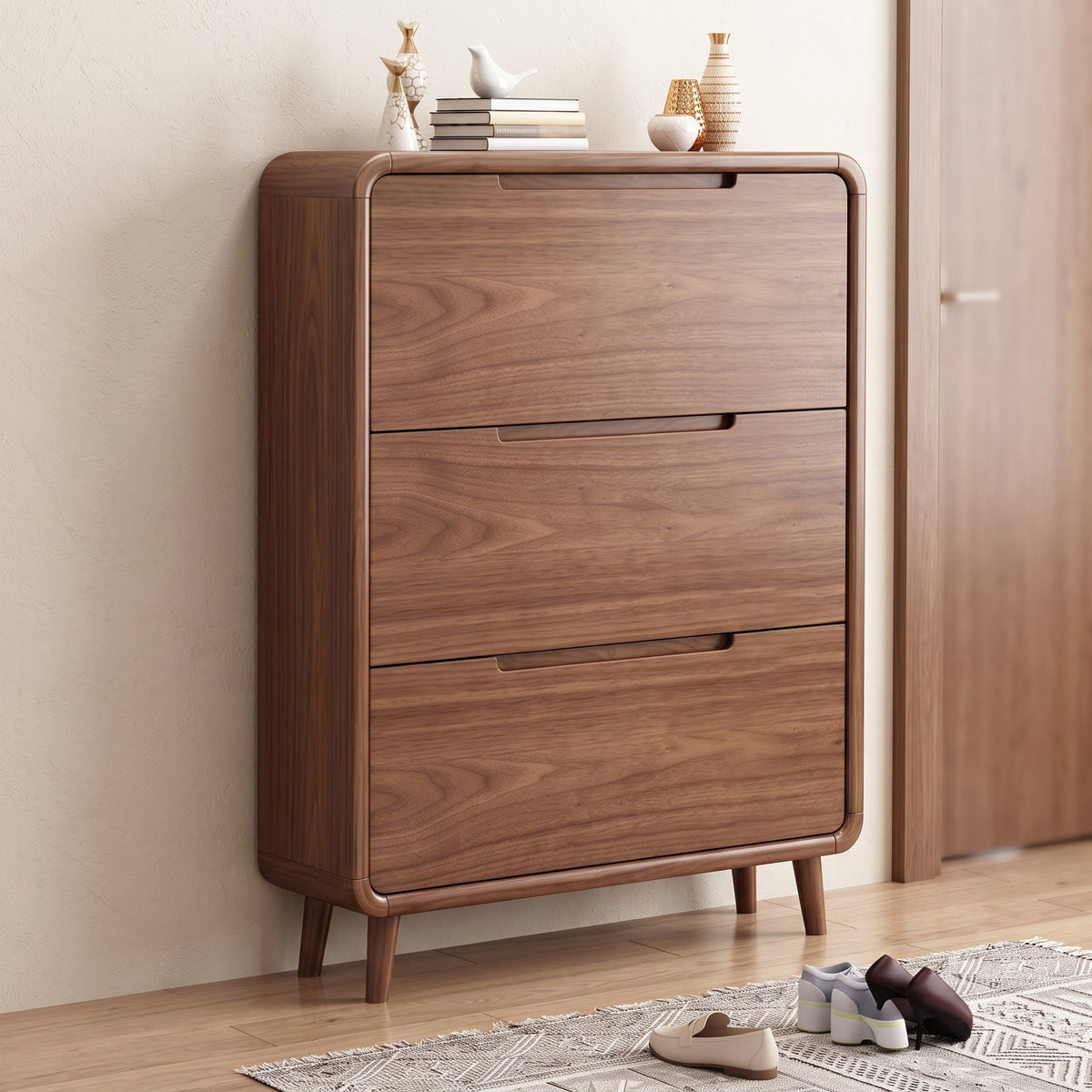 SOCE049 - Nordic Wood Door Entry Shoe Cabinet image 5