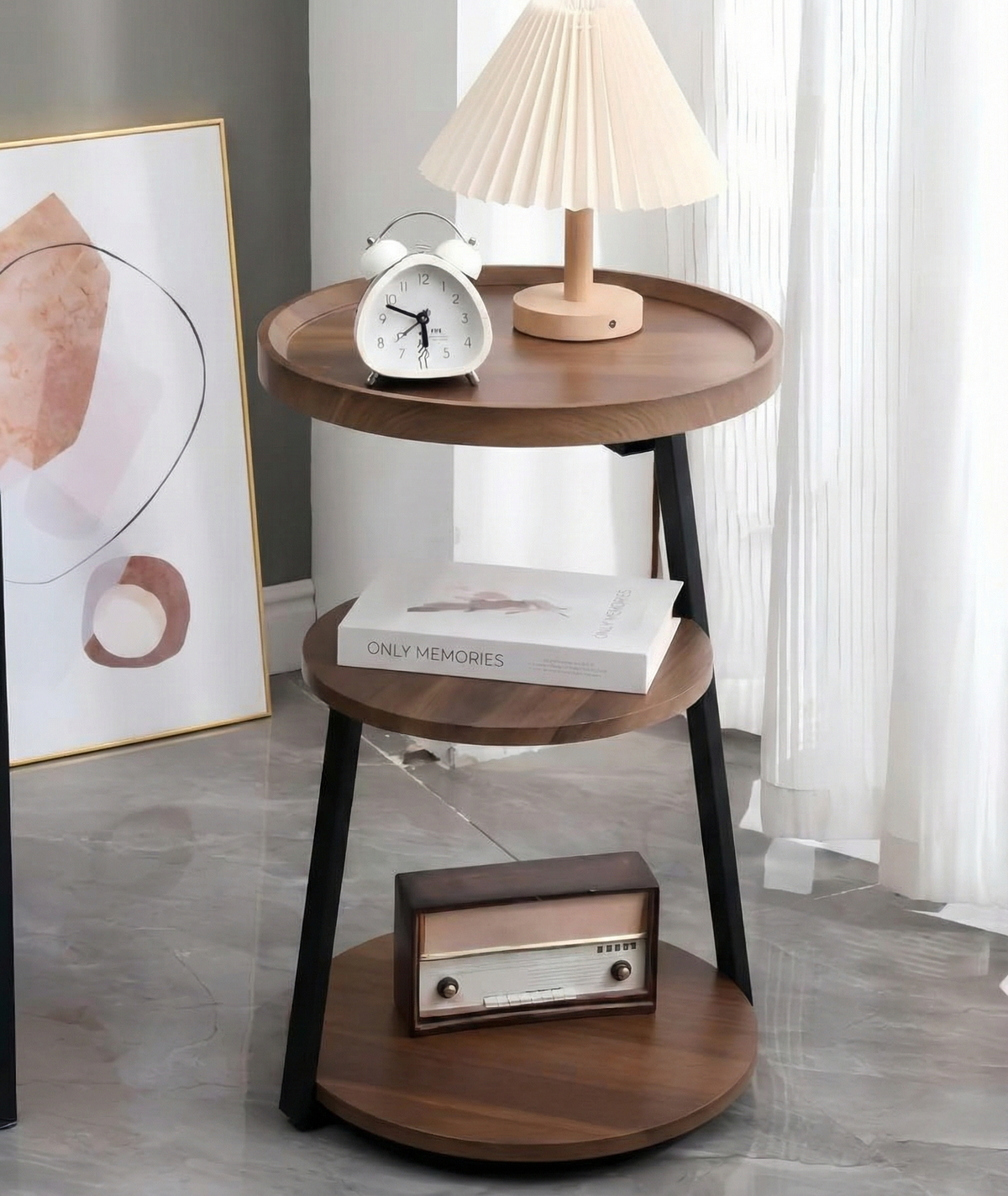 ST014 - Modern Minimalist 3-Tier Round Coffee Table – Small Living Room Table image 0