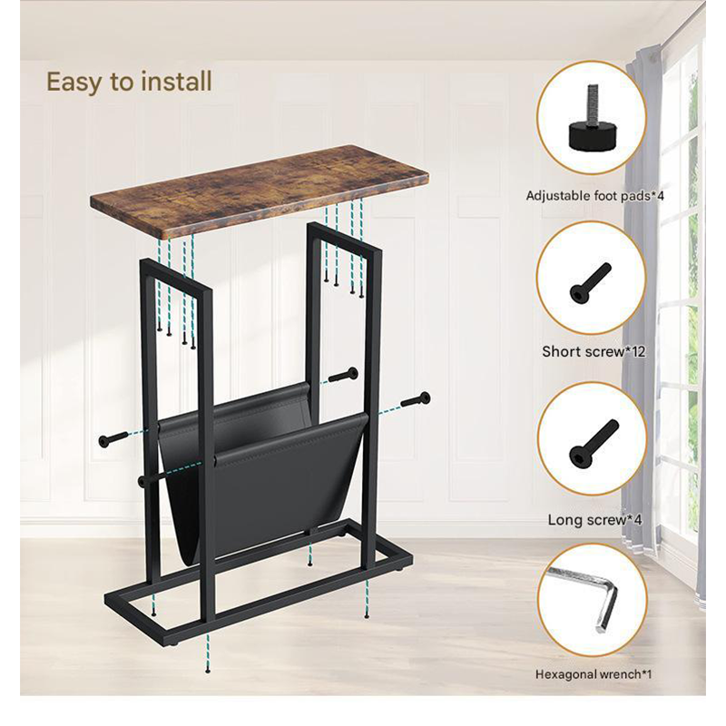 EDB043 - Narrow End Table, Small Slim Side Table with Magazine Holder image 2