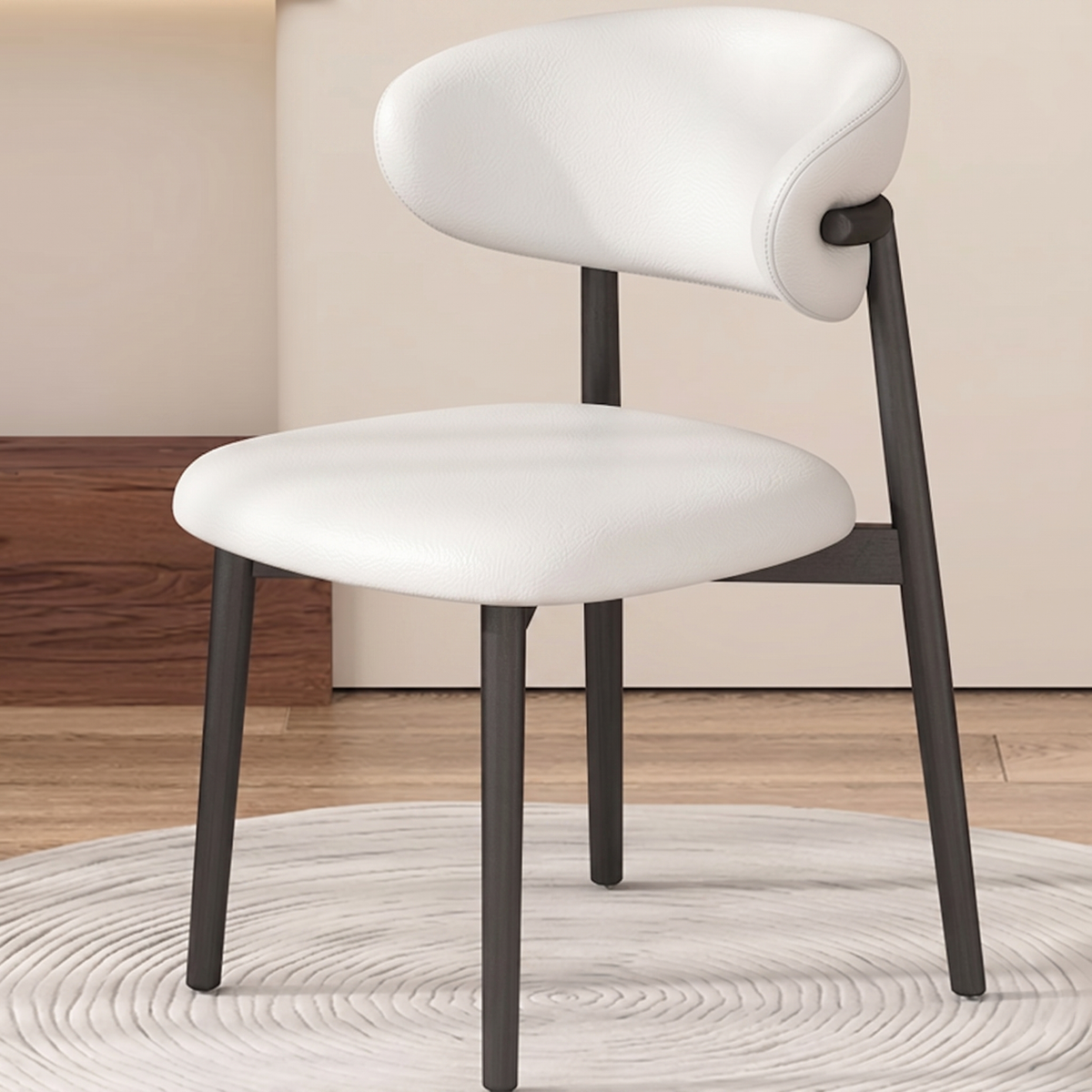 CHZ042 - Modern Minimalist Design Soft Leather Dining Chair with Metal Frame image 0