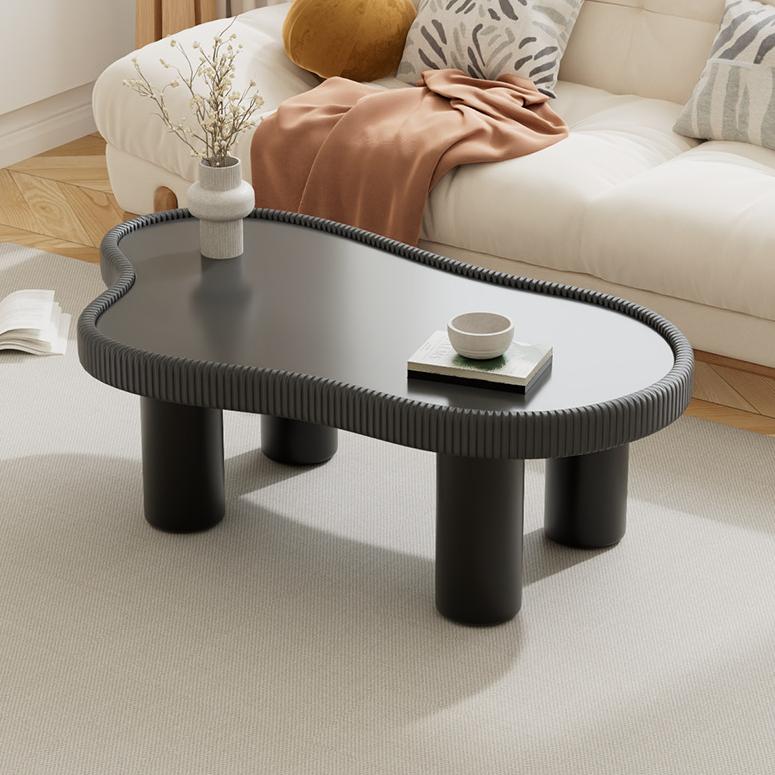 EDB046 - Modern Irregular Glass Coffee Table with Leather-Wrapped Edge image 1