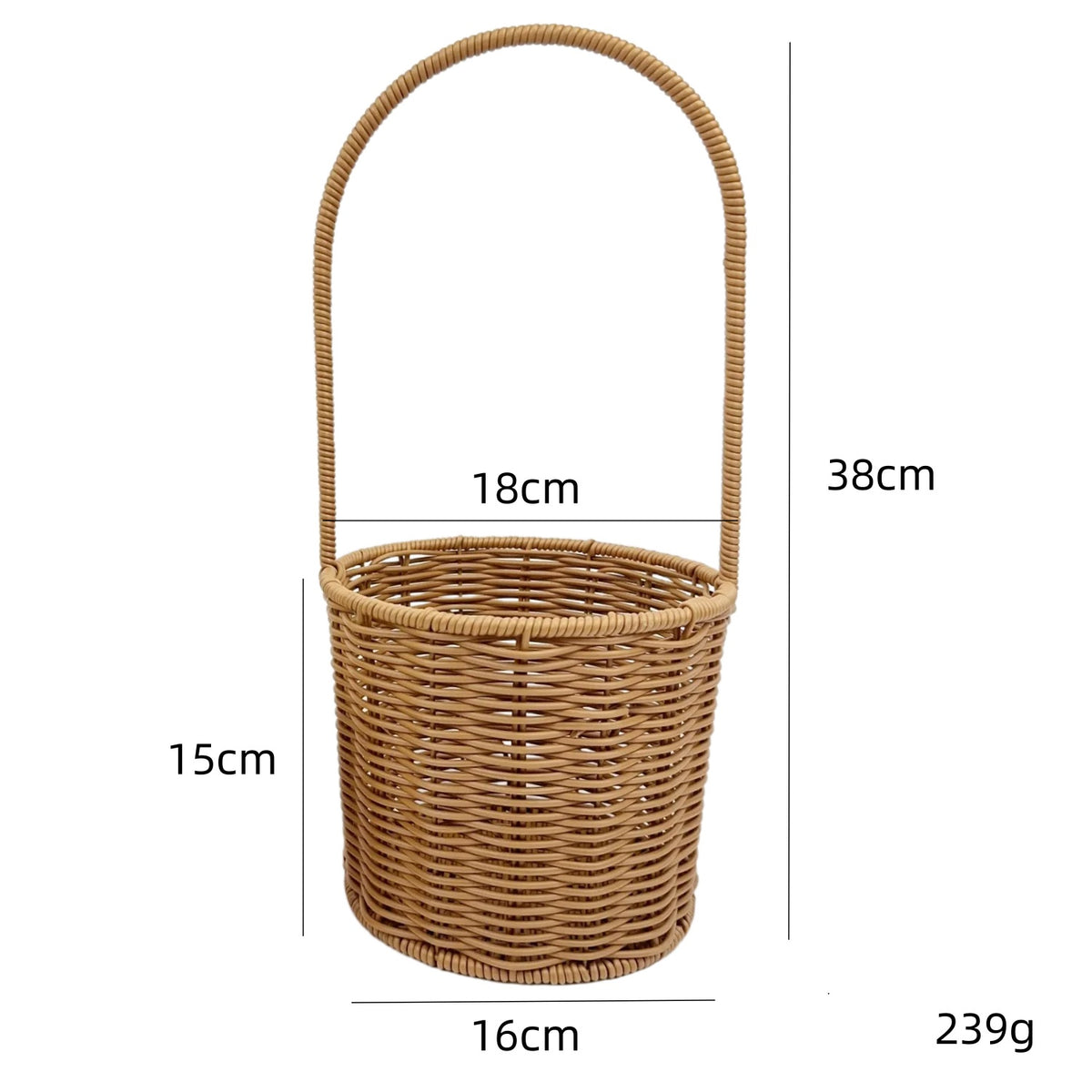 BAS002 - Elongated Handwoven Rattan-Style Basket with Handle image 6
