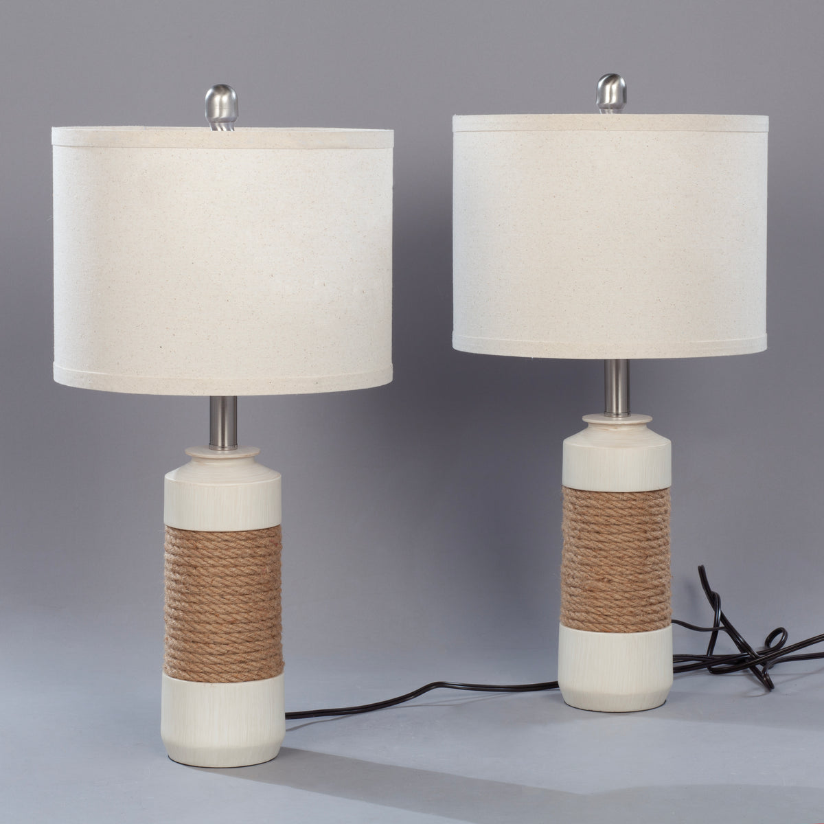 FL004 - Vintage Farmhouse Rattan Table Lamps image 1