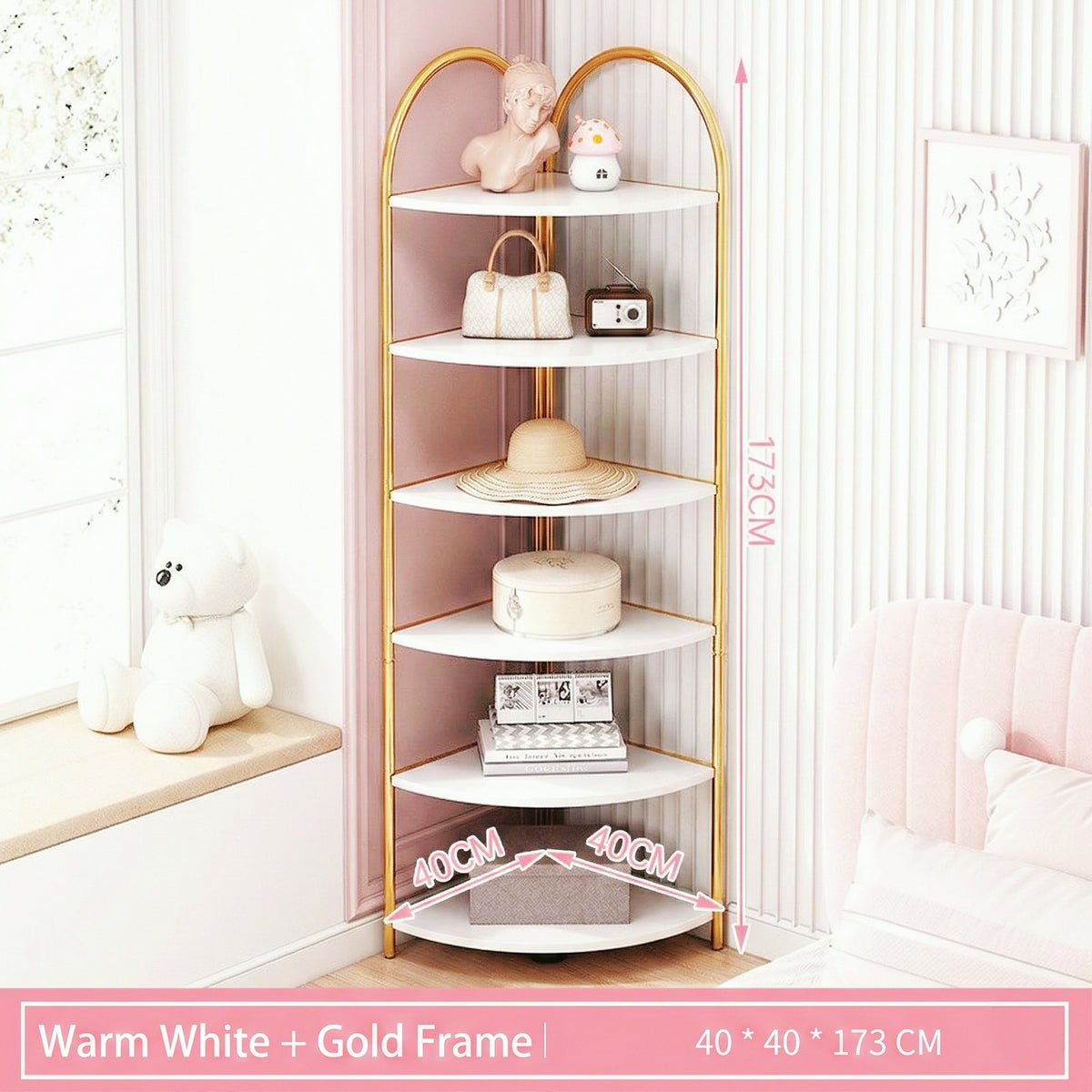 BS053 - Triangular Corner Storage Cabinet Shelf for Bedroom & Living Space image 0