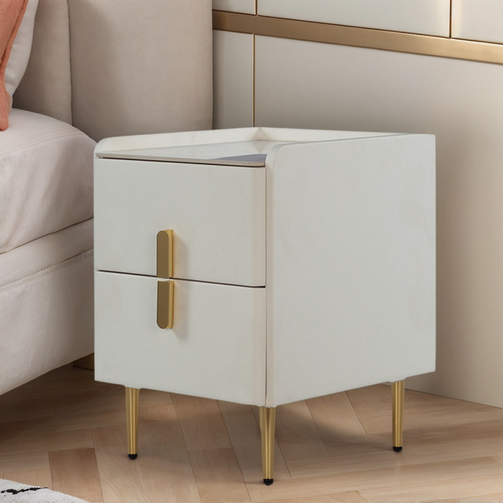 CBD023 - Ultra Narrow Solid Wood Bedside Cabinet with 2 Drawers image 0