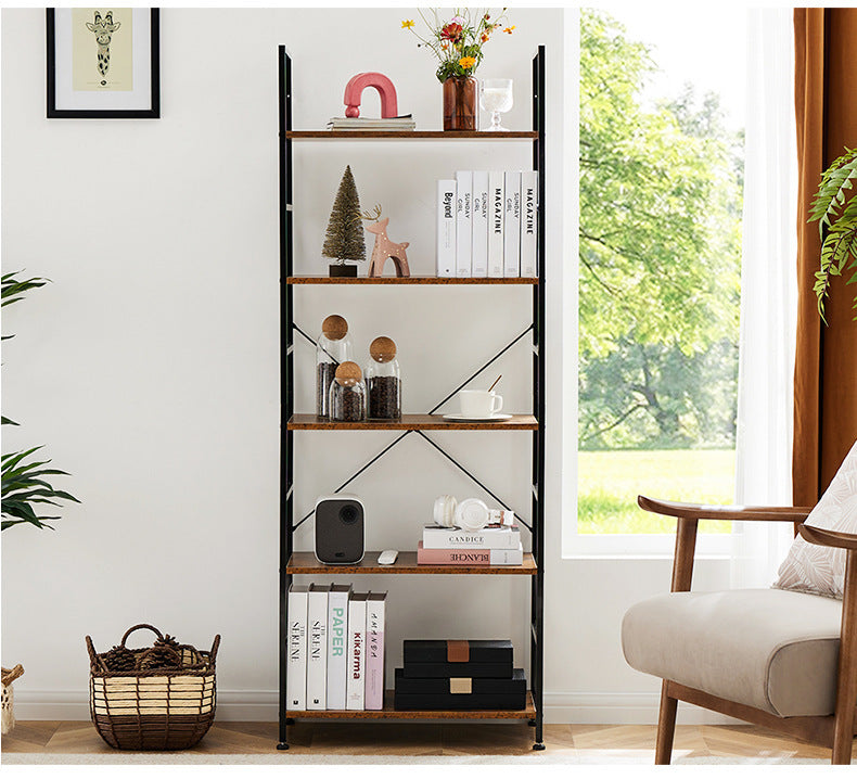 BS039 - 5-Tier Bookshelf, Modern Rustic Storage Organizer, Tall Display Shelves image 0