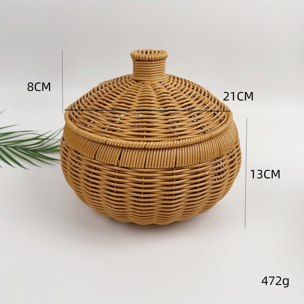 BAS008 - Natural Handwoven Rattan Basket with Lid image 4