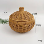 BAS008 - Natural Handwoven Rattan Basket with Lid image 4