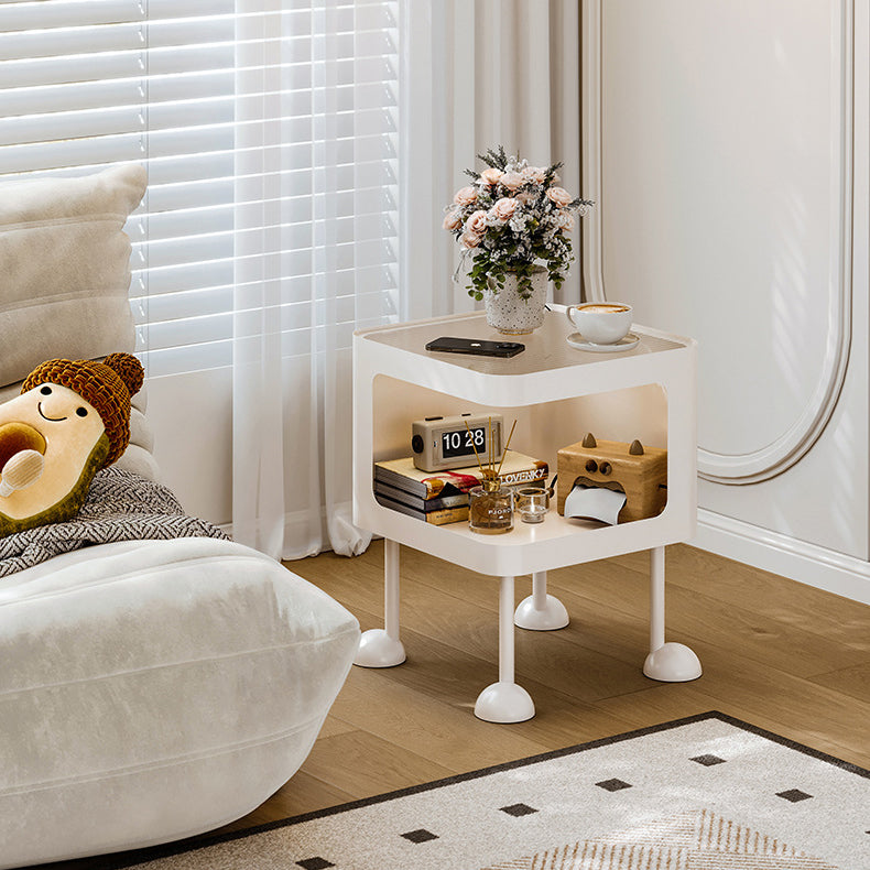 CBD032 - Creative Glass Top Side Table with Sensor Light and Storage Shelf image 1