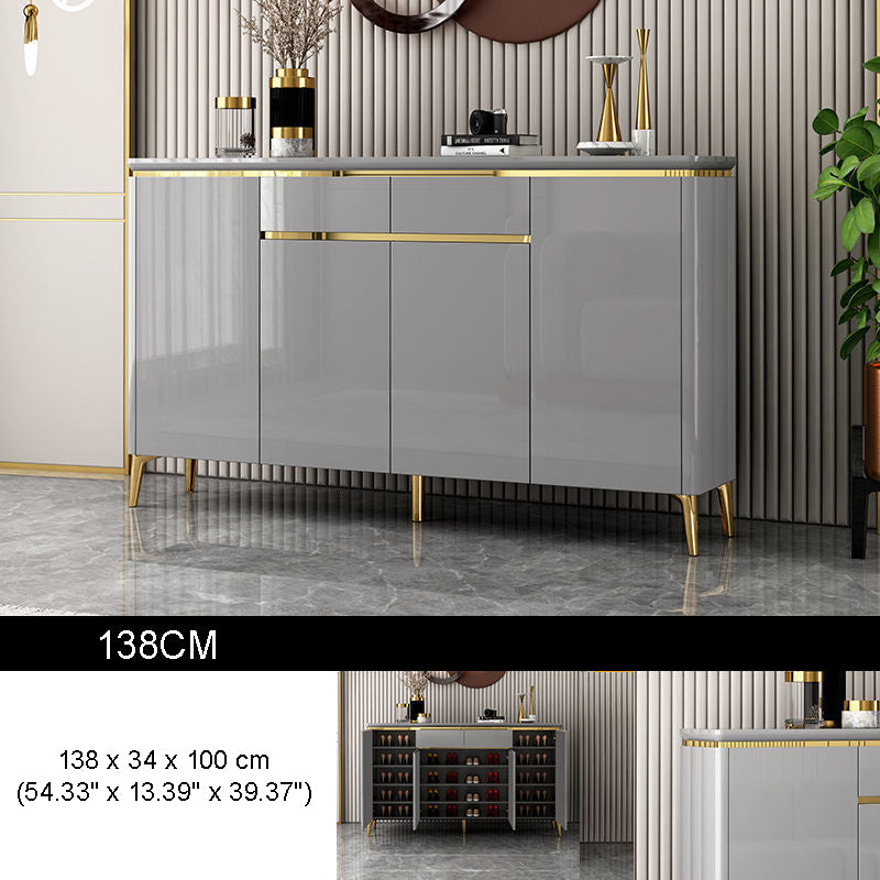 SOCE062 - Luxury Shoe Cabinet – Grey Lacquer Finish with Gold Trim Accent image 4