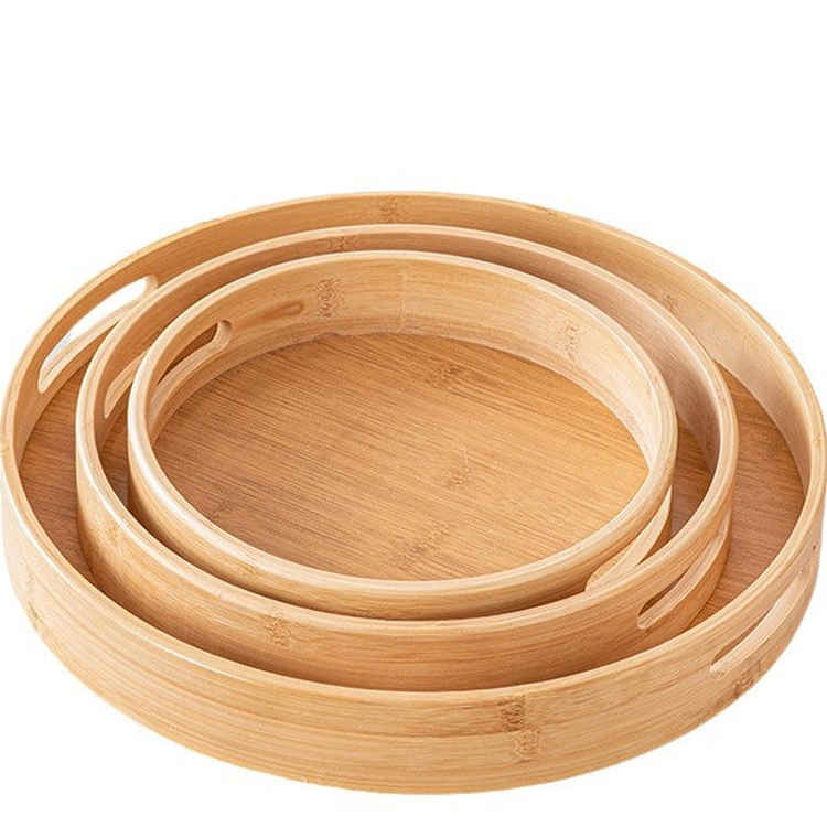 TRAY001 - Round Bamboo Creative Tray | Snack & Tea Serving Plate image 3