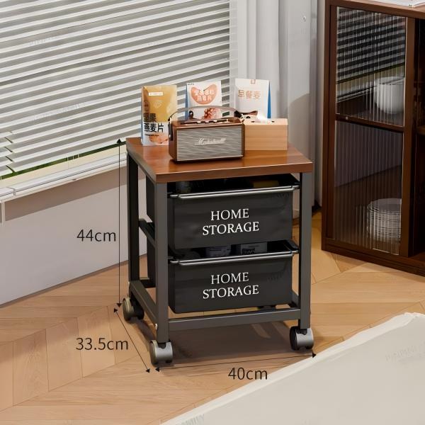 BS051 - Rolling Storage Cart with Shelves – Mobile Side Table image 3