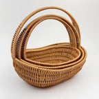 BAS004 - Oval Handwoven Rattan-Style Basket with Thick Handle image 2