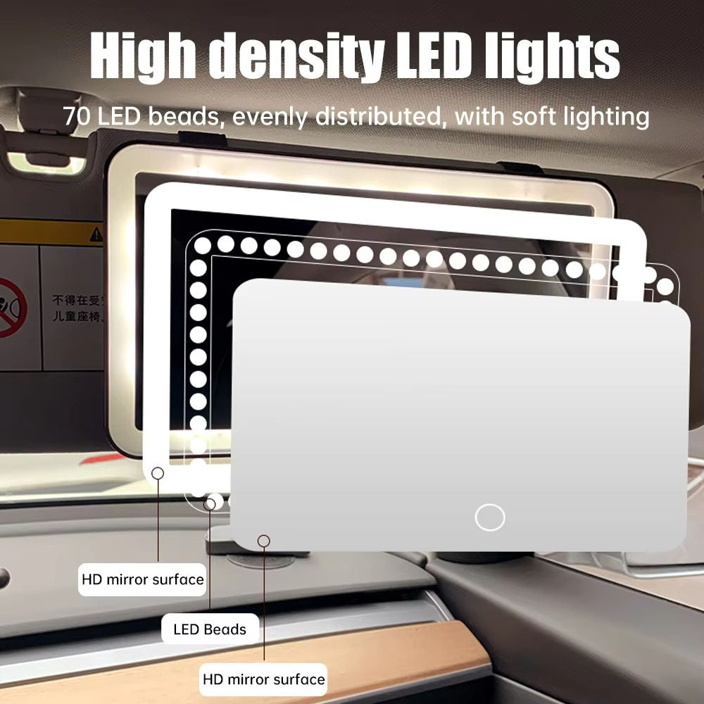 VAN004 - Car Sun Visor LED Makeup Mirror – Rechargeable, 3-Level Dimmable image 2