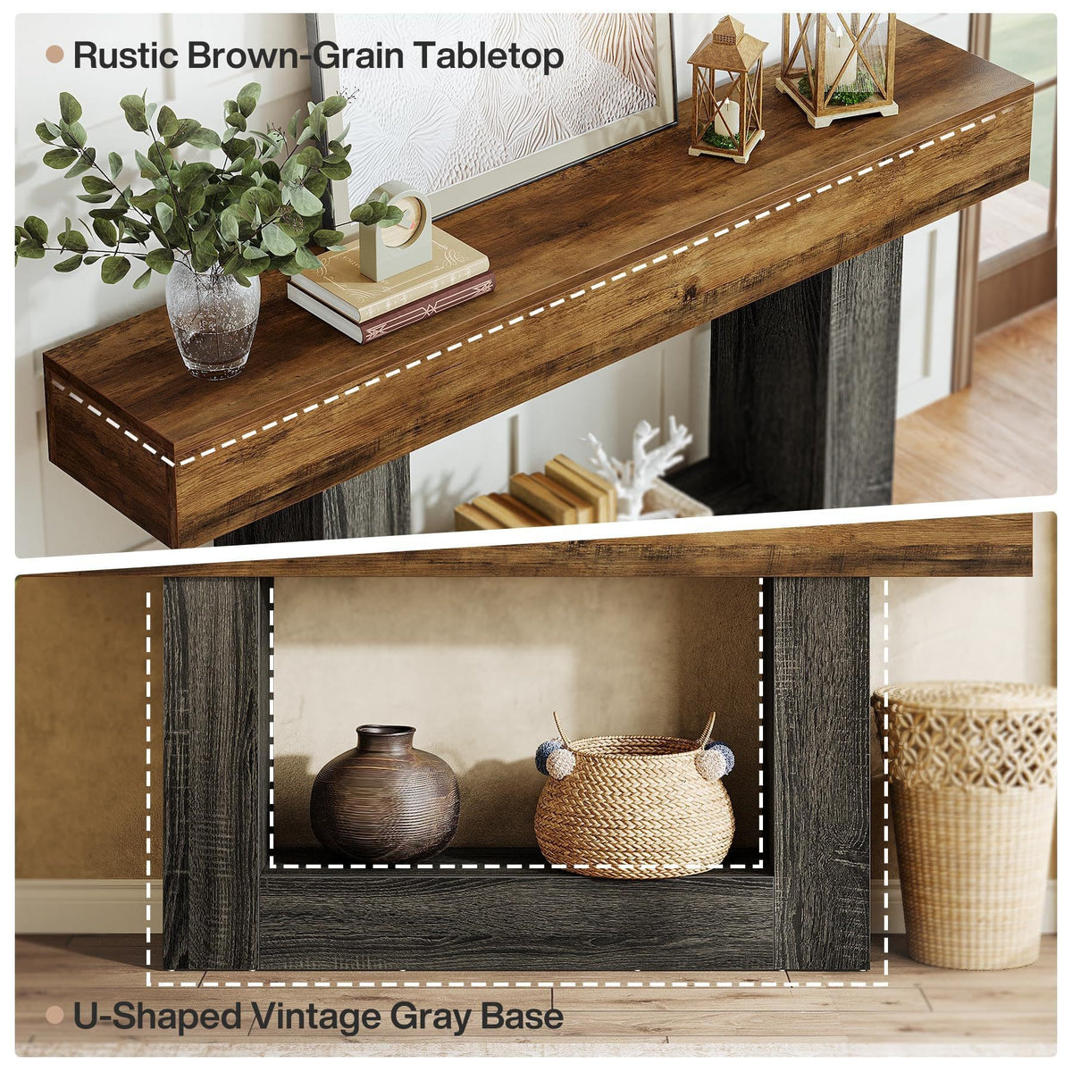 ST012 - Vintage Wood Entryway Table – Living Room & Hallway Storage Rack image 4