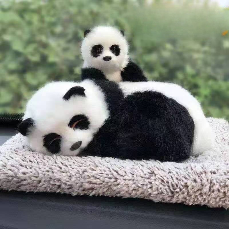 TYP-165 - Lifelike Panda Plush Car Decor - Mother & Baby image 0