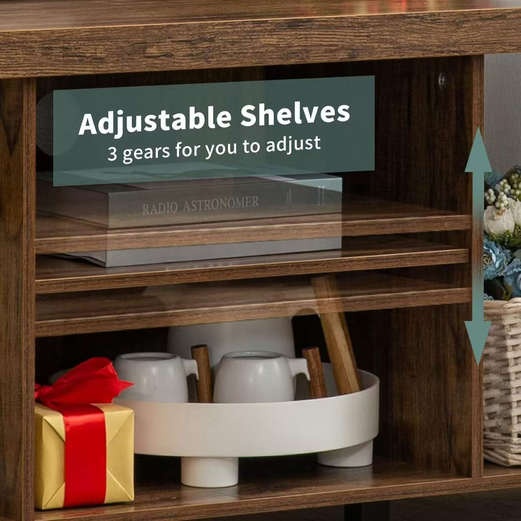 TV008- Rustic Sturdy X-Frame TV Stand with Open Storage image 3