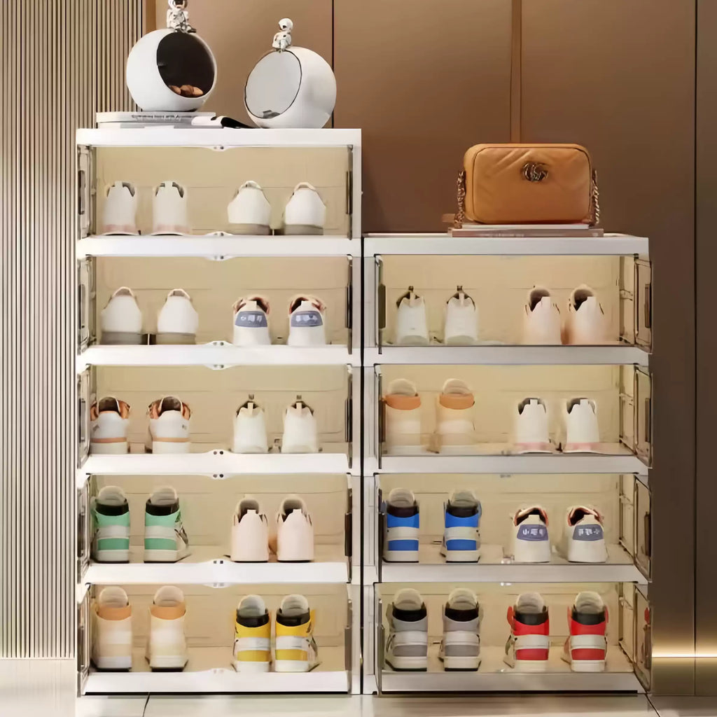 SOCE063 - Modern Transparent Plastic Shoe Cabinet – Stackable Storage with Door image 2