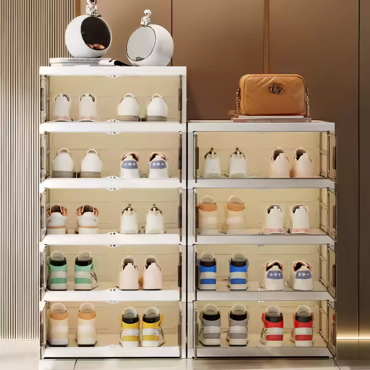 SOCE063 - Modern Transparent Plastic Shoe Cabinet – Stackable Storage with Door image 2