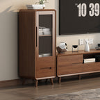 TV011 - Natural Wood-Style TV Stand with Drawers and Open Storage image 3