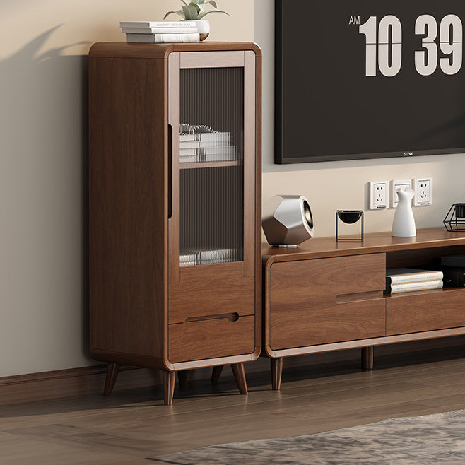 TV011 - Natural Wood-Style TV Stand with Drawers and Open Storage image 3