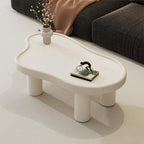 EDB046 - Modern Irregular Glass Coffee Table with Leather-Wrapped Edge image 0
