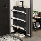SOCE053 - Slim Black 3 Flip Drawers Wooden Space-Saver Shoe Cabinet image 1