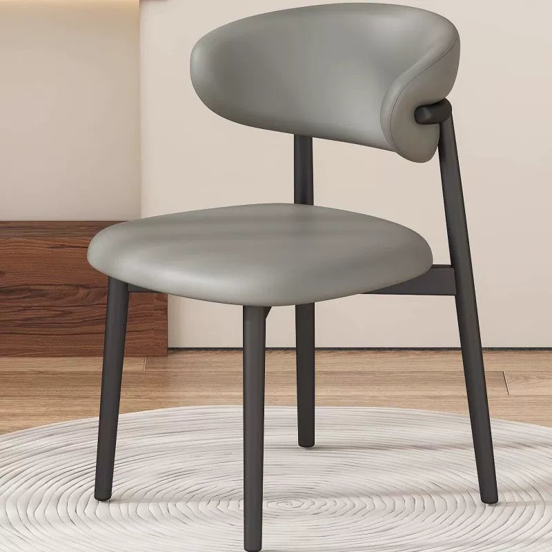 CHZ042 - Modern Minimalist Design Soft Leather Dining Chair with Metal Frame image 1