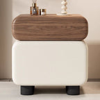 CBD024 - Modern Walnut & Cream 2-Tier Nightstand image 1