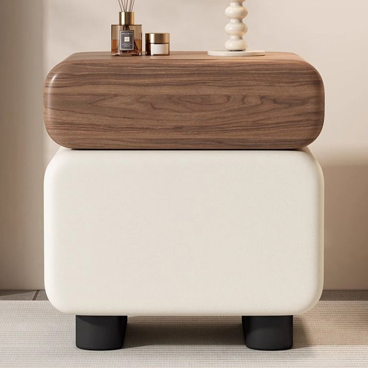 CBD024 - Modern Walnut & Cream 2-Tier Nightstand image 1