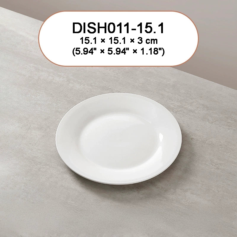 DISH011 - White Ceramic Flat Plate – Shallow Dish for Everyday Dining image 1