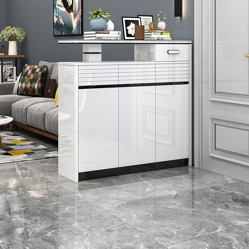 SOCE060 - Modern Glossy White Entryway Shoe Cabinet with Drawers image 4