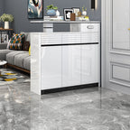 SOCE060 - Modern Glossy White Entryway Shoe Cabinet with Drawers image 4