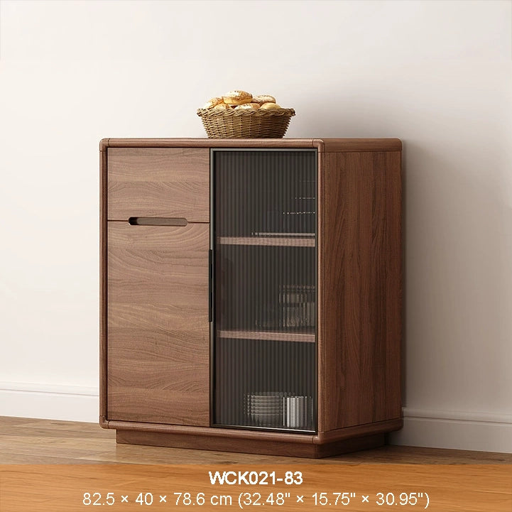 WCK021 - Modern Walnut Cabinet with Ribbed Glass Doors image 0