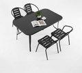 ODS006 - Outdoor Black Rectangular Patio Table with Glass Tabletop image 0