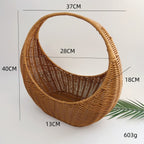 BAS005 - Moon-Shaped Handwoven Rattan-Style Basket with Round Handle image 4