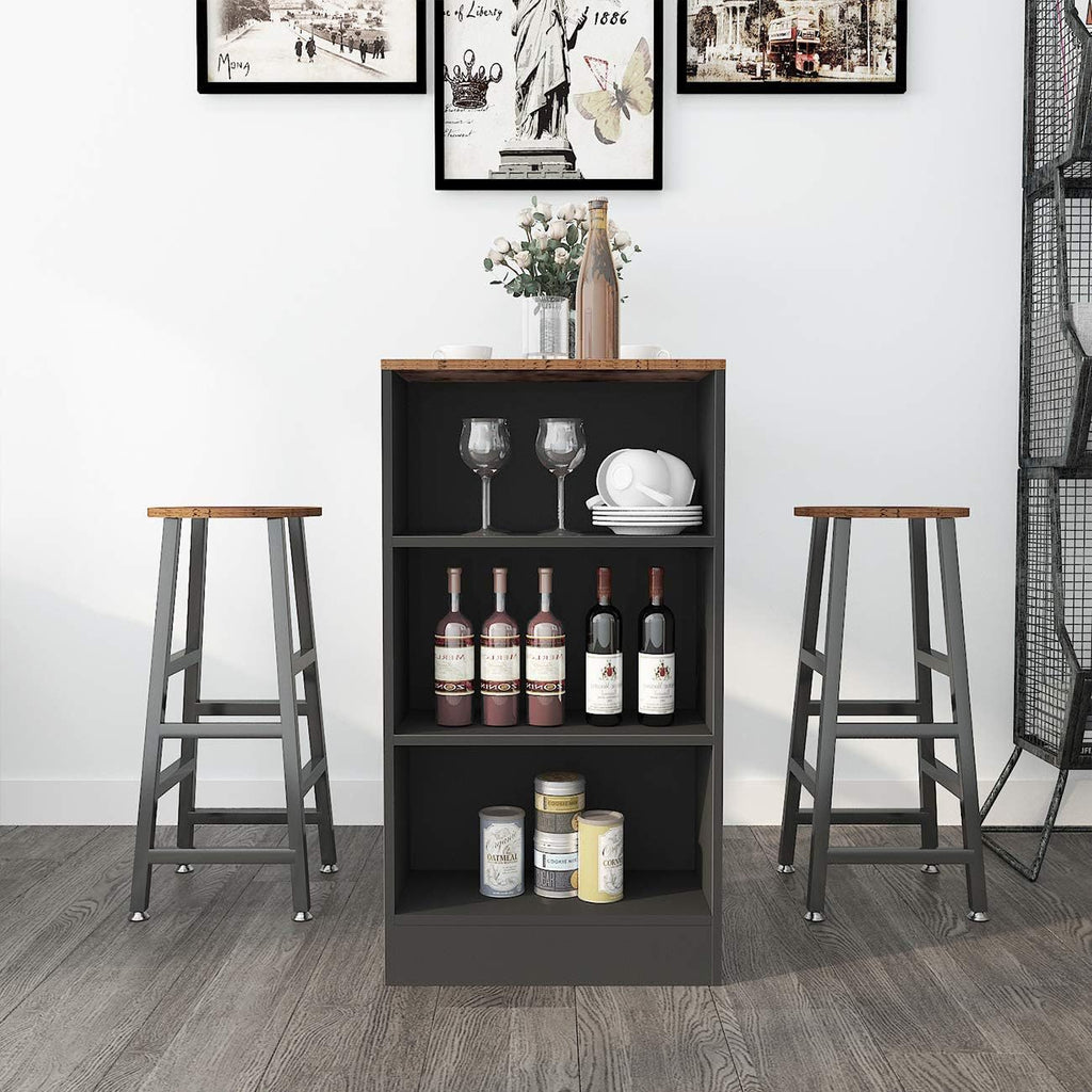 BAR003 - 3-Piece Pub Bar Table Set with Storage Shelves image 4