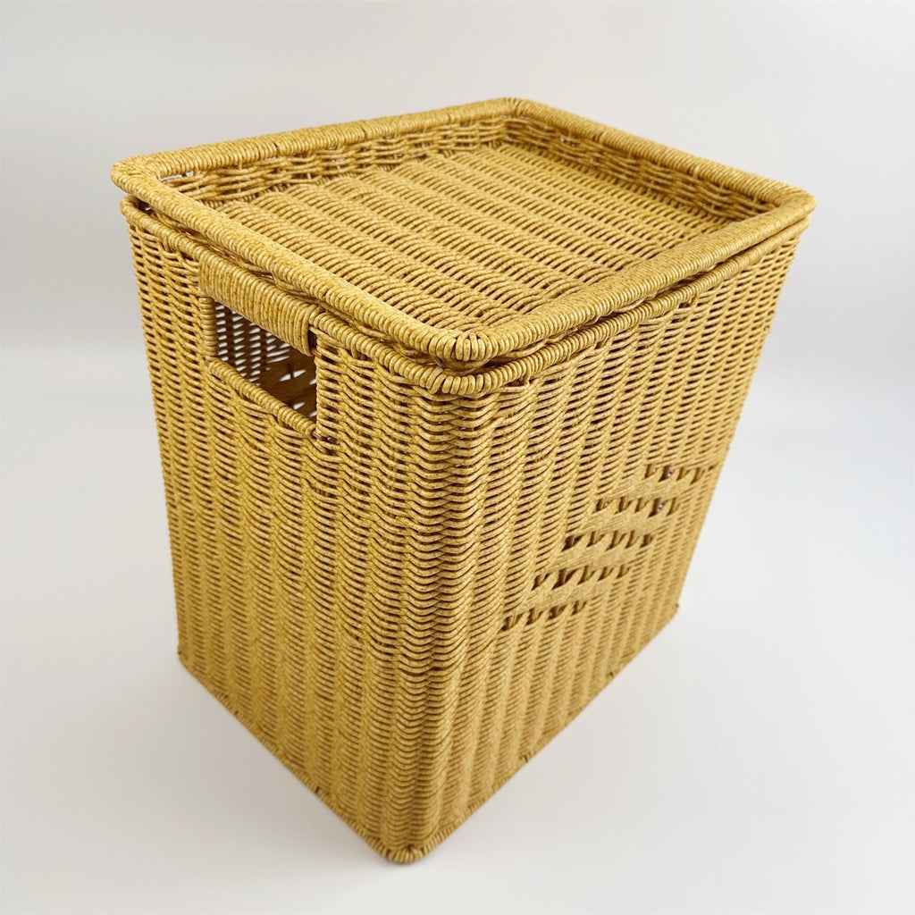 BAS010 - Square Woven Laundry Basket with Lid image 0