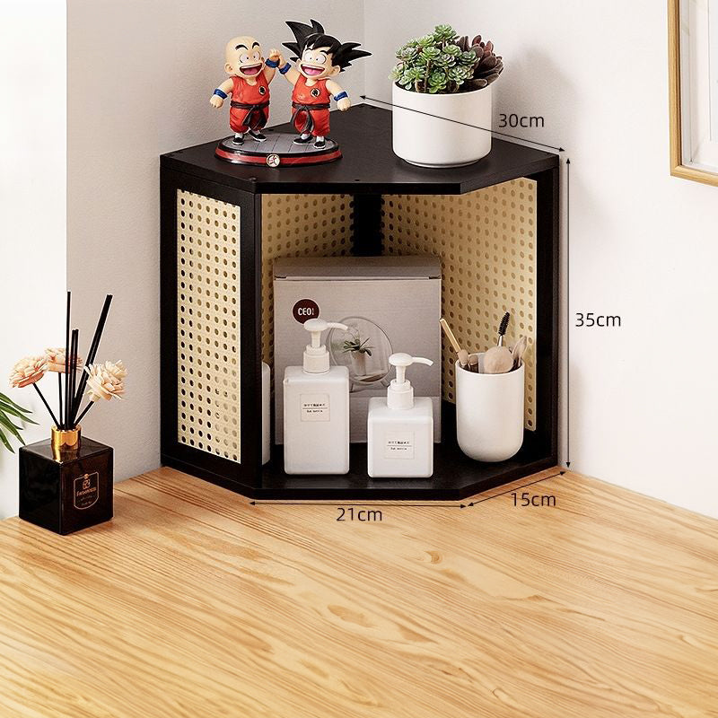 CSR003 - Stackable Corner Desktop Shelf Organizer with Rattan-Style Panels image 2