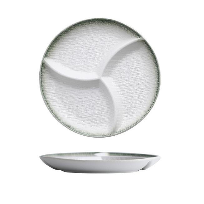 DISH009 - Round Ceramic 3-Compartment Divided Plate image 4