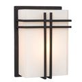 215640BK - 1-Light Outdoor/Indoor Wall Sconce - Black with Satin White Glass
