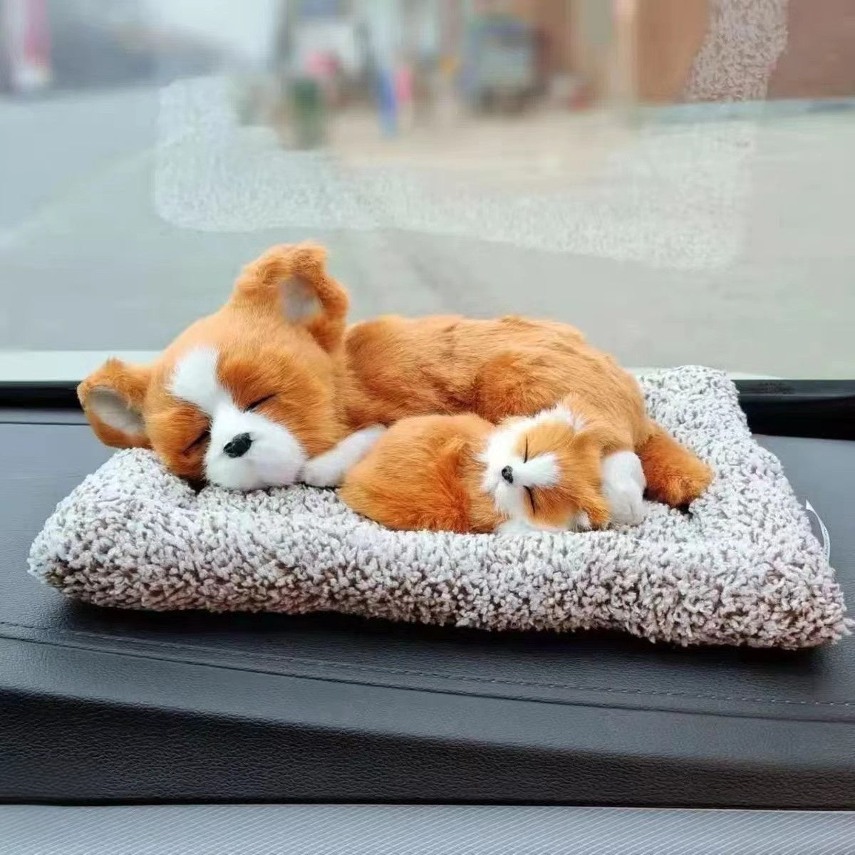 TYP-166 - Plush Corgi Mom & Baby Car Dashboard Decor image 0