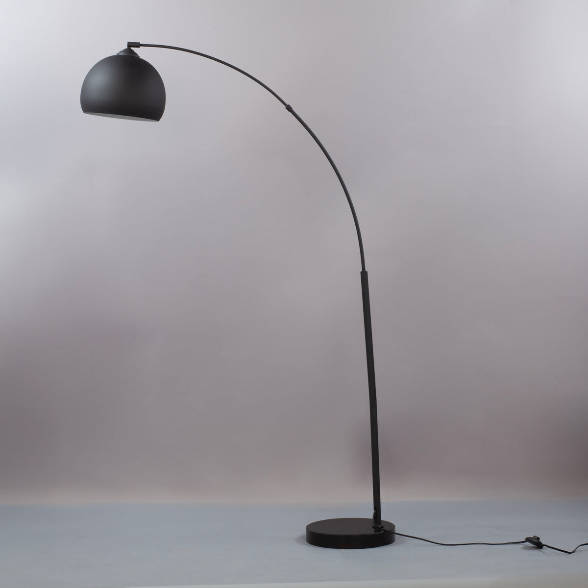 FL001 - Dark Black Arc Floor Lamp with Faux Marble Base image 0