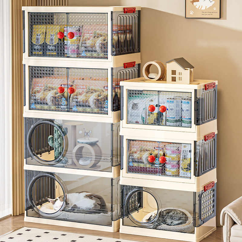BS043 - Multifunctional Cozy Cat House with Storage Cabinet image 1