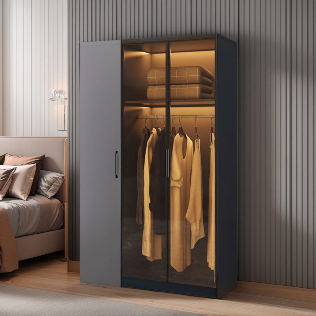 CC052 - Modern Minimalist Wardrobe with Glass Doors image 0