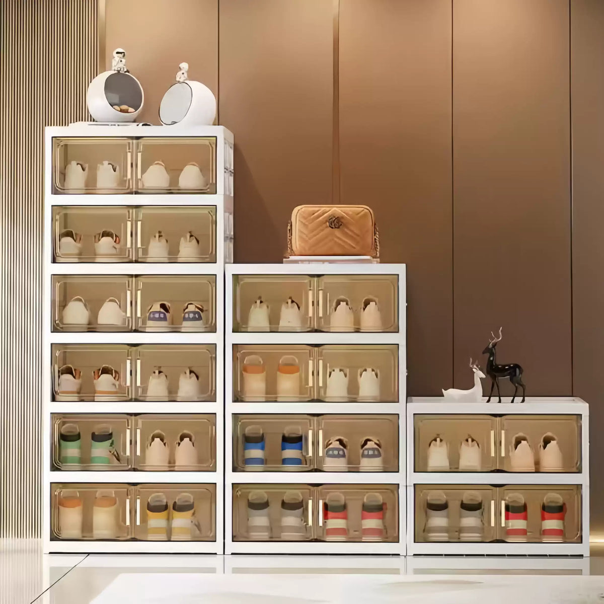 SOCE063 - Modern Transparent Plastic Shoe Cabinet – Stackable Storage with Door image 0
