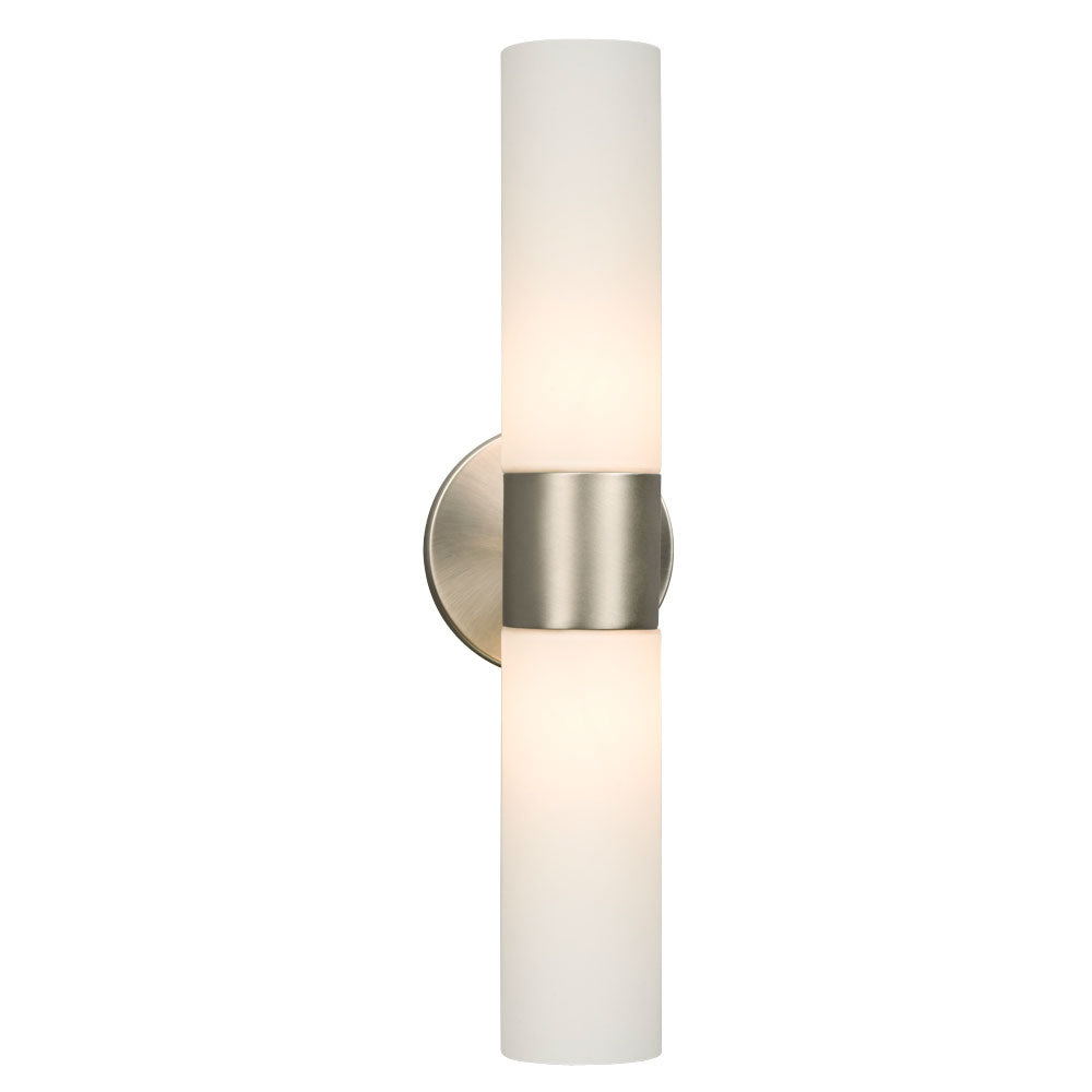 244023BN/WH - 2L Wall Sconce - Brushed Nickel with White Straight Glass