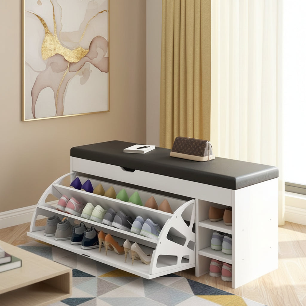 SOCE070 - Modern Entryway Shoe Storage Bench with Seating & Organizer image 0
