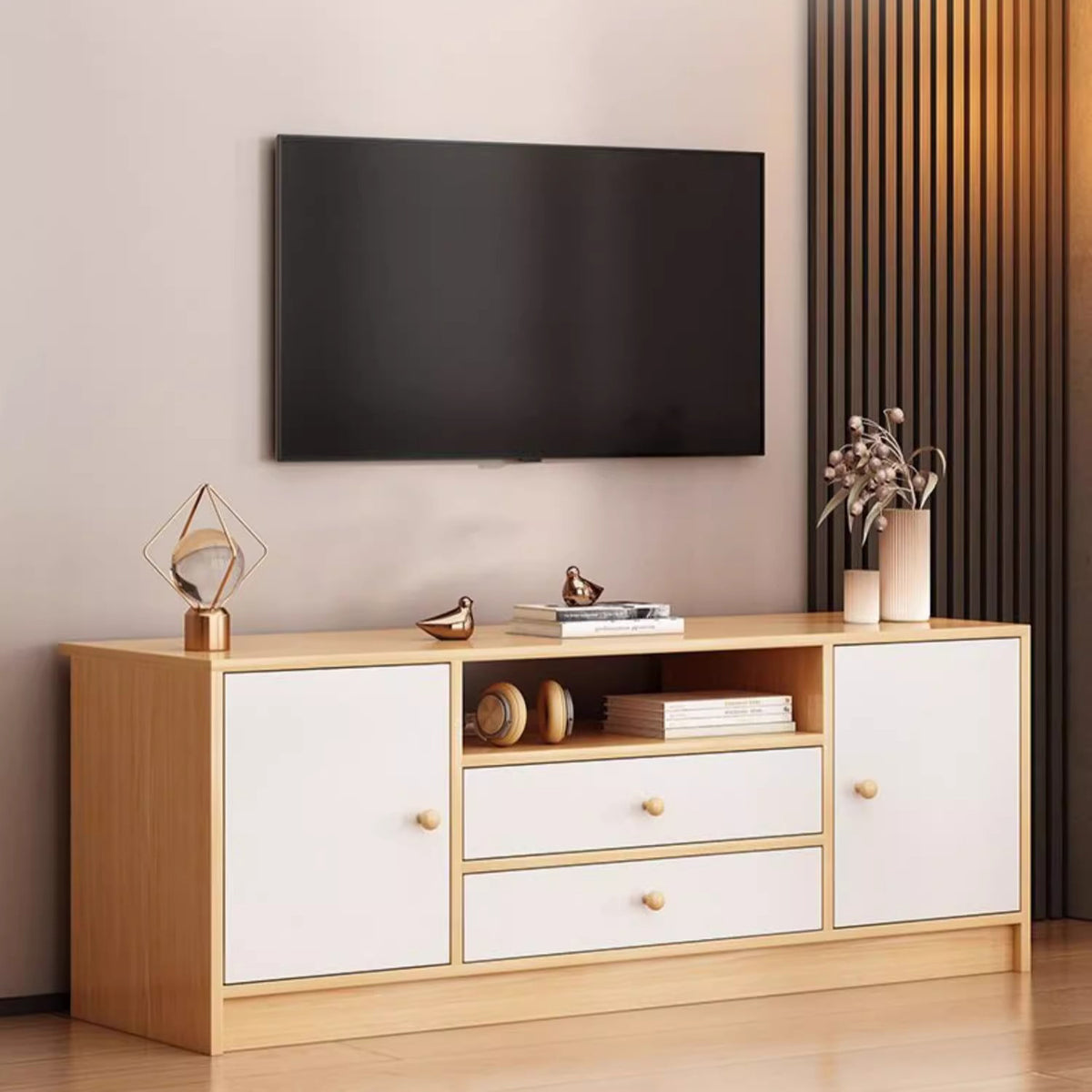 TV009 - Modern TV Stand with Storage Drawer & Cabinet image 0
