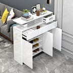 SOCE060 - Modern Glossy White Entryway Shoe Cabinet with Drawers image 1
